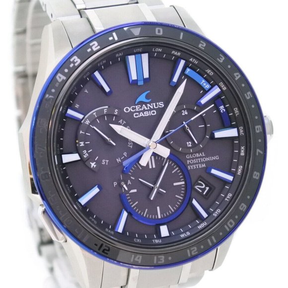 CASIO OCW-G1200-1AJF GPS Oceanus Watches blue/black titanium Solar Powered. - Picture 2 of 8